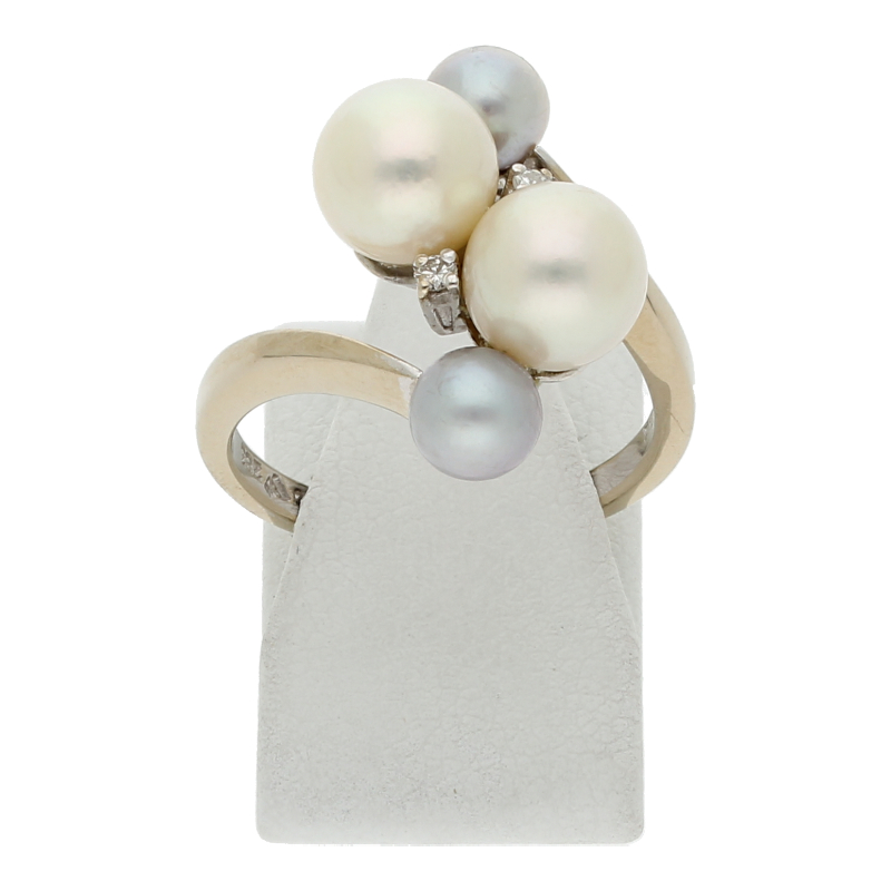 Zuchtperlen Diamanten Ring 585/ 14 K Gold