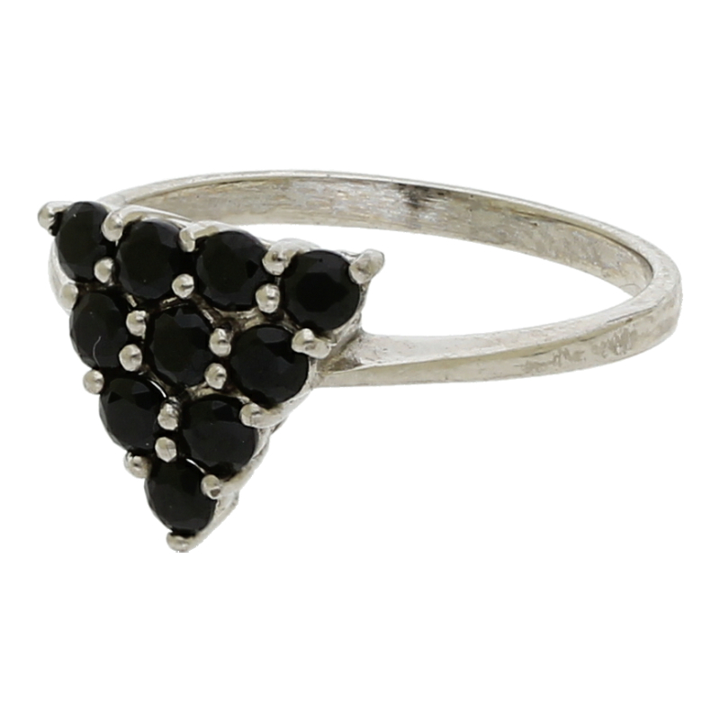 Ring mit schwarzen Steinen Dreieck Silber/925