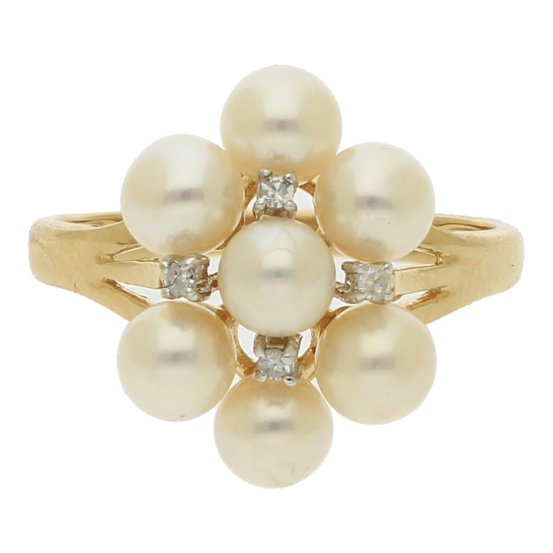 Zuchtperle Diamant Ring 585/ 14 K Gold
