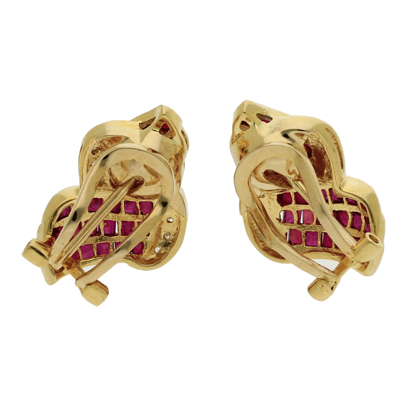Rubin Brillant Ohrstecker 750/ 18 K Gold