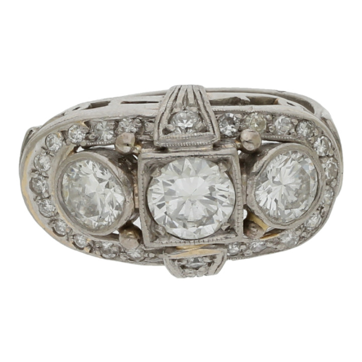 Diamantring - Palladium Altschliff-Diamanten Brillant ca. 1,89ct.  (I-J) Leicht getöntes Weiß (Si) Kleine Einschlüsse