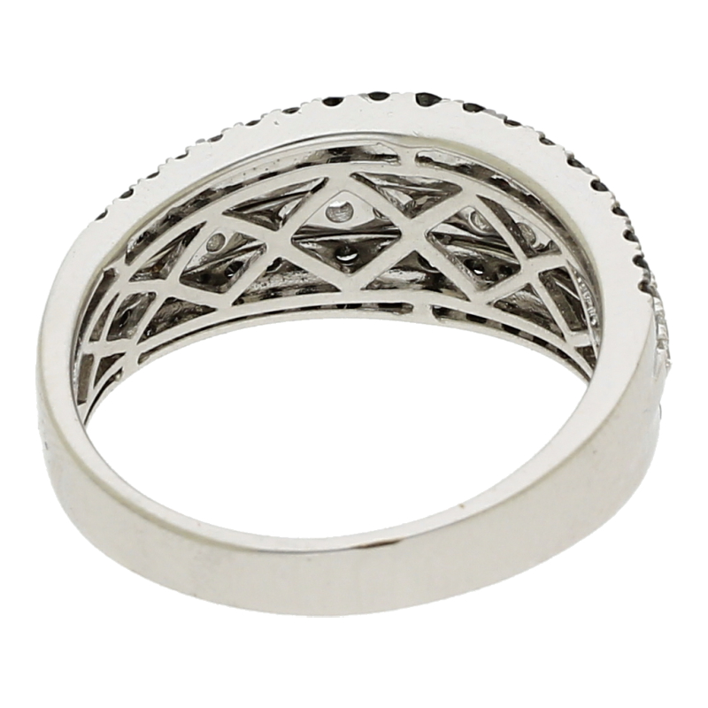 Ring 18K Weißgold schwarze u. weiße Diamanten 1,37 ct