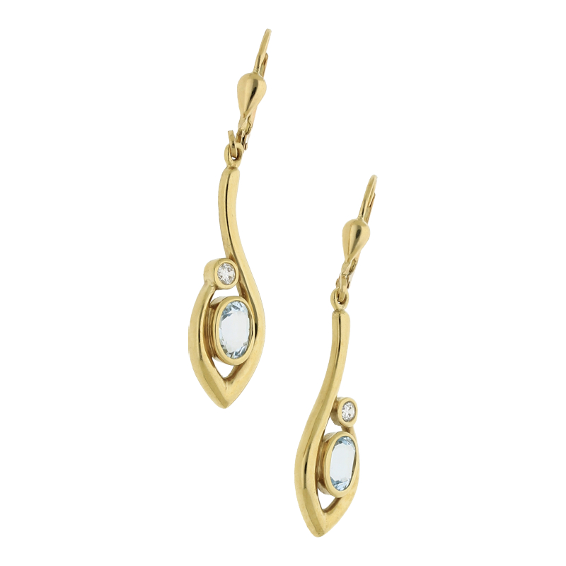 Blautopas Ohrhänger 333/ 8 K Gold