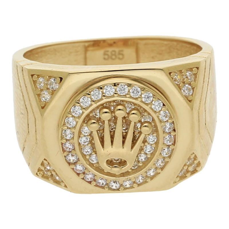 Ring Krone 585/14 K Gelbgold Zirkonia Weite 60