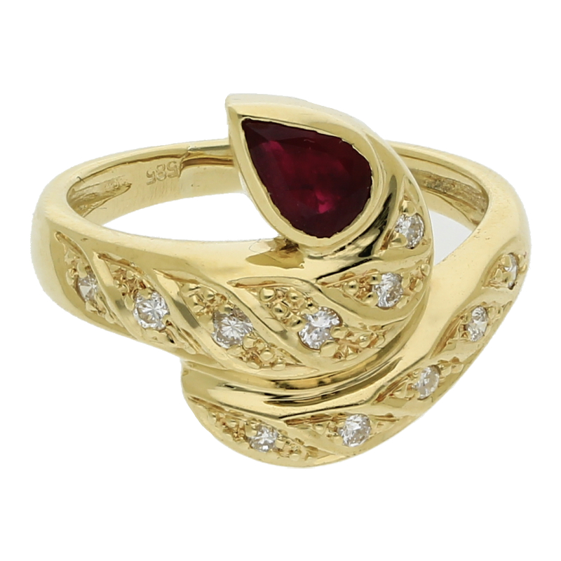 Brillant Rubin Ring 585/ 14 K Gold