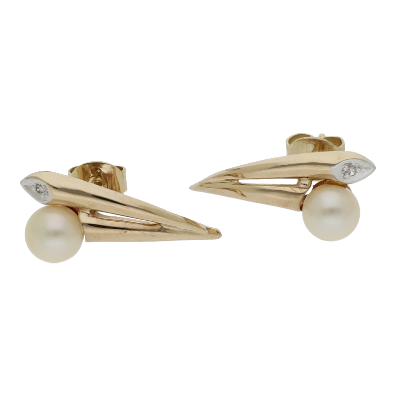 Zuchtperle Diamant Ohrstecker 333/ 8 K Gold