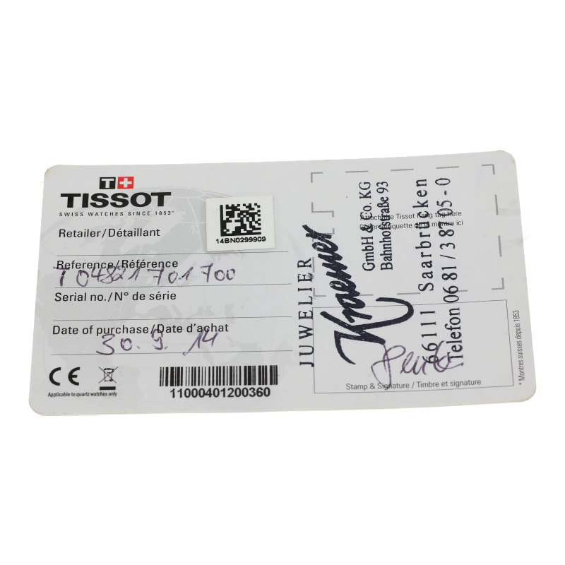 Tissot T-Race Lady Chronograph T048.217.17.170.00 Stahl/Gold PVD Quarz 2014 Garantiekarte