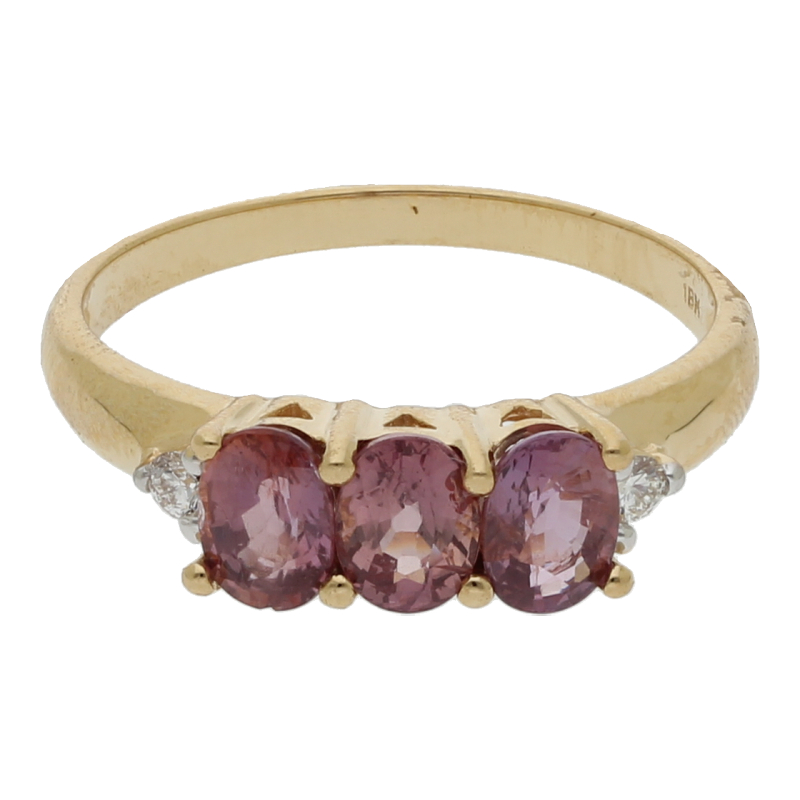 Schöner Farbsteinring Rubelith Brillant Gold 750/18K