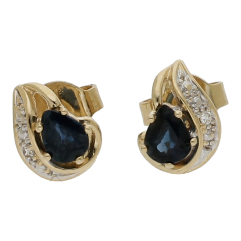 Saphir Diamant Ohrstecker 585/ 14 K Gold