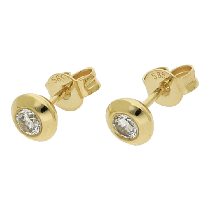 Diamantohrringe 585/14 K Gelbgold Brillant Ohrstecker Breite 5,8 mm