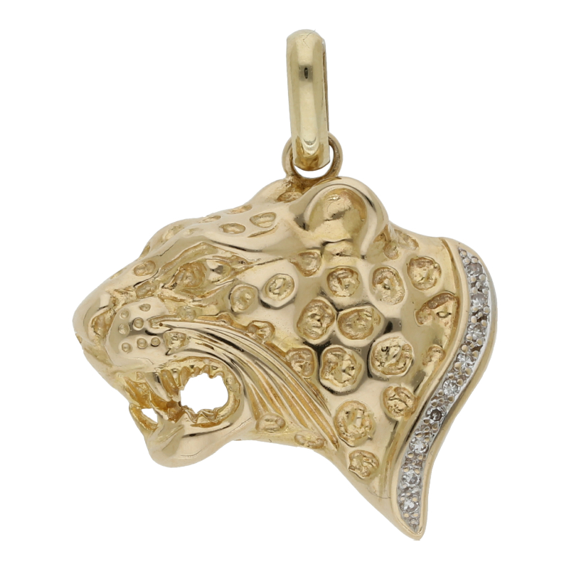 Panther Anhänger Diamantbesatz 585 Gelbgold
