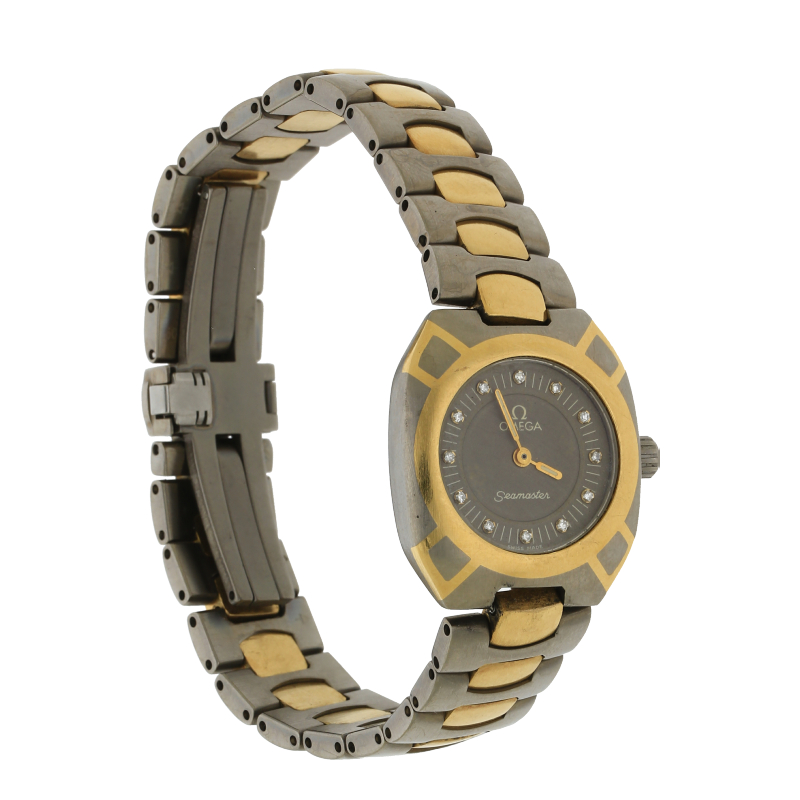 Omega Seamaster Polaris Lady 5960053 Titan 750 Gold Diamanten Vintage Quarz Sammleruhr