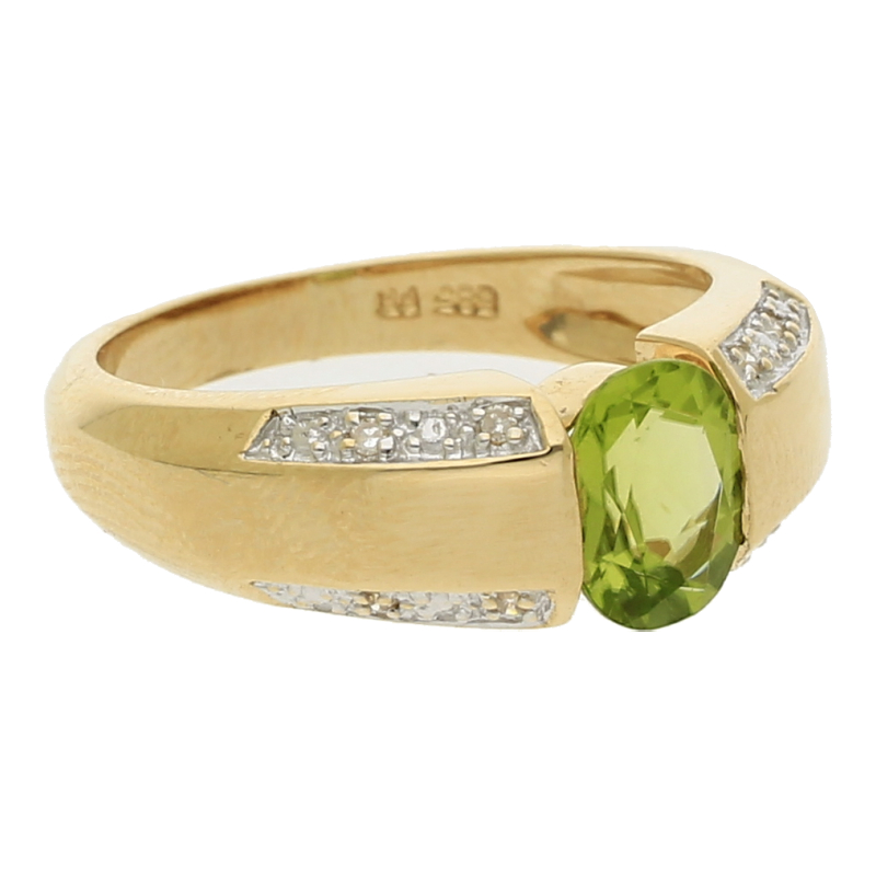 Peridot Diamant Ring 585/ 14 K Gold