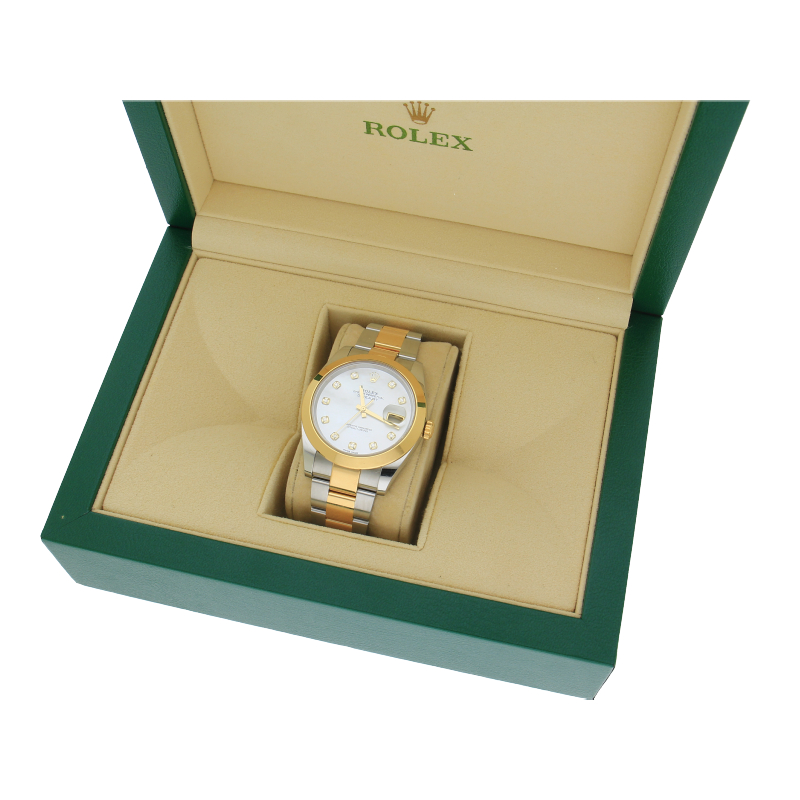 Rolex Datejust 41 126303 Rolesor Gelb Perlmutt Diamanten Oysterband 2021 Box & Papiere