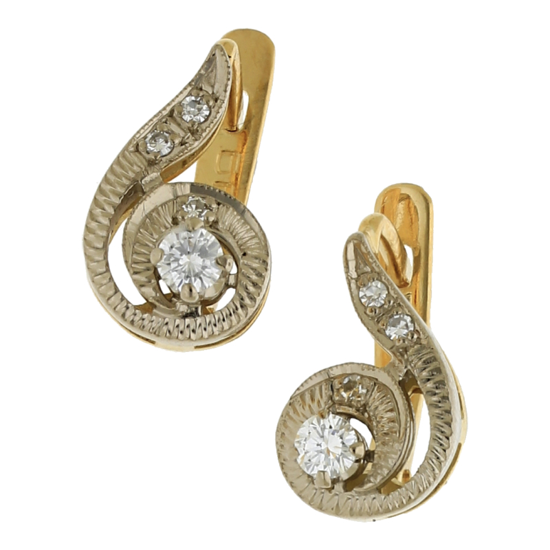 Ohrhänger mit Brillant und Diamant 750/ 18 K Gold
