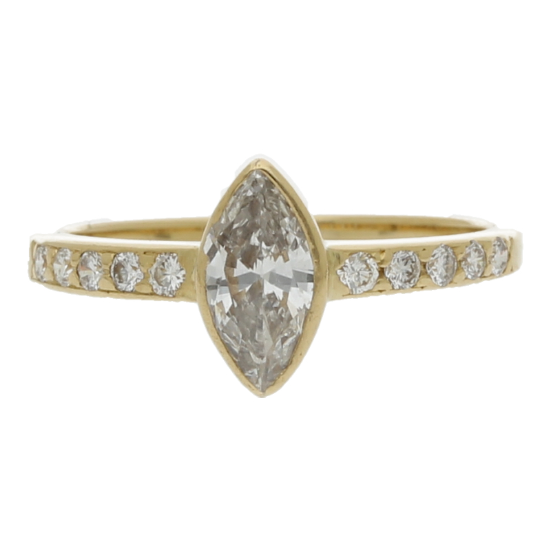 Diamant Navette und Brillant Ring 750/ 18 K Gold