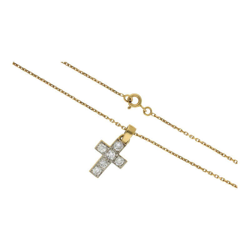 Brillantkreuz mit Kette 18K/750/ 1 Karat Diamant