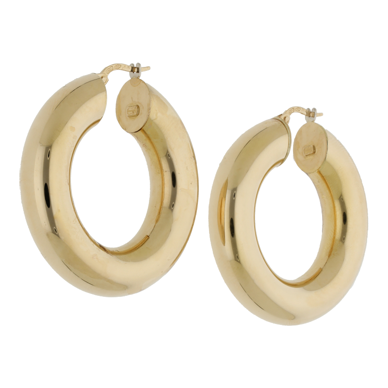 Breite Creolen 750 Gelbgold Ohrringe