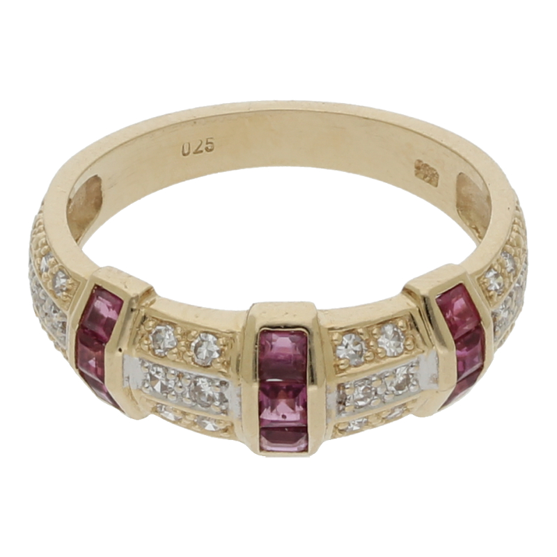 Rubin Diamant Ring 585/ 14 K Gold 54 Größe