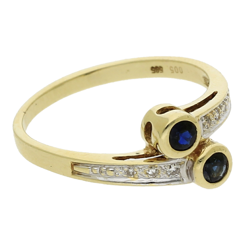 Saphir Diamant Ring 585/ 14 K Gold