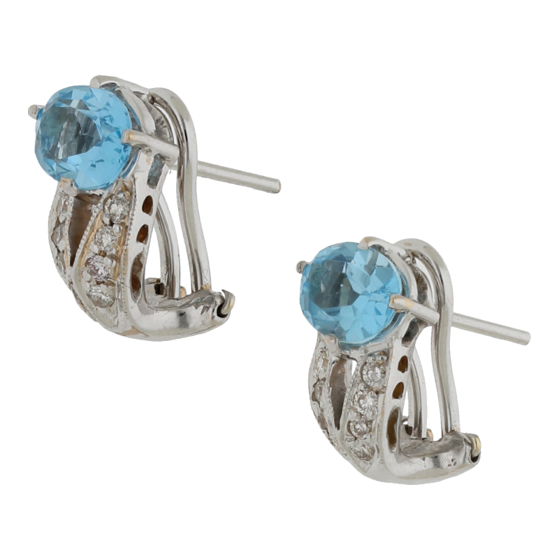 Blautopas Brillant Ohrstecker 750/ 18 K Weißgold