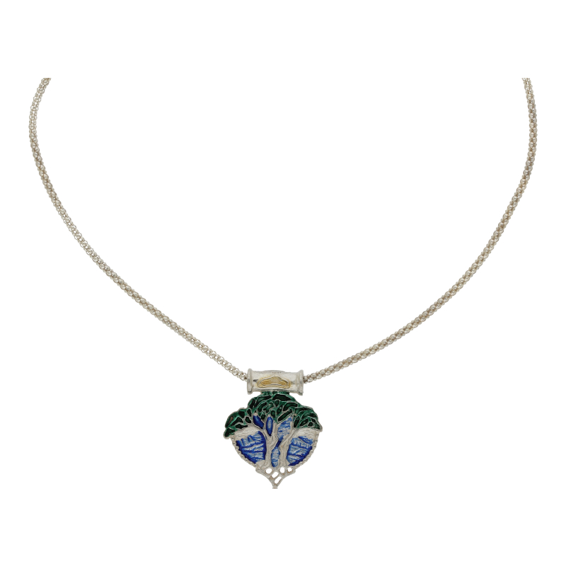 Halskette mit Emaillenanhänger 925 Silber