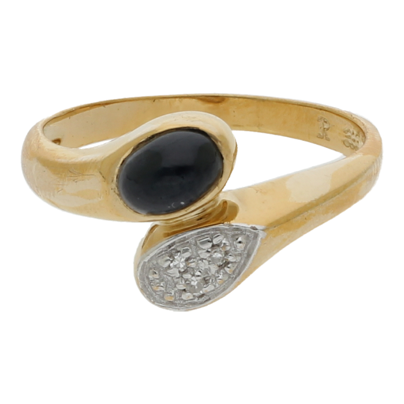 Farbsteinring mit Diamant 333/8 K Gelbgold Saphir Diamanten