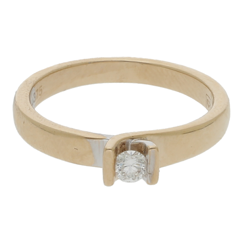 Solitär Brillant Ring 375/ 9 K Gold