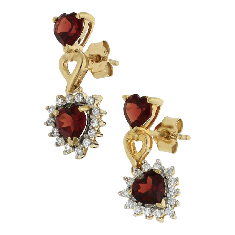 Granat Herz Ohrstecker Love 333 Gold