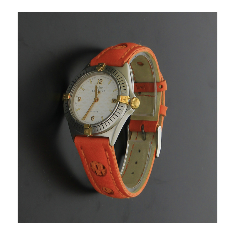 Breitling Callisto 80510 Quarz Stahl Gold Reiter orange Lederband