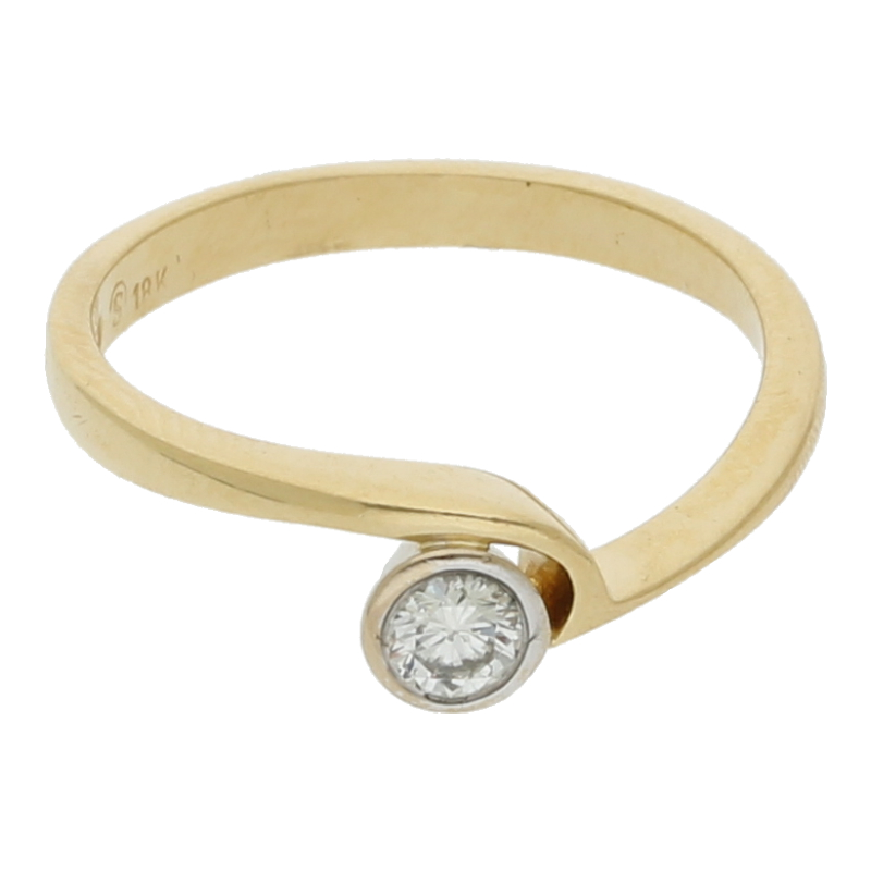 Solitärring 750 /18 K Gelbgold 1 Brillant ca. 0,30ct.  (F-G) Feines Weiß (vvs) Sehr, sehr kleine Einschlüsse