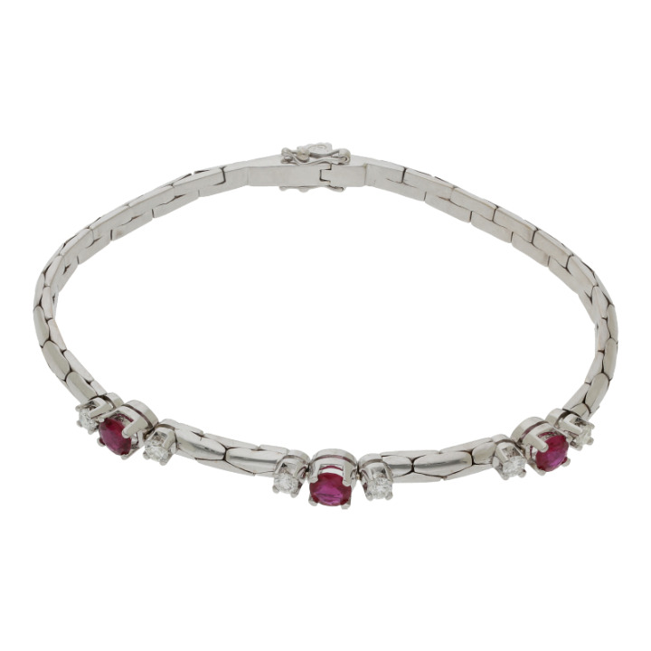 Rubin Brillant Armband 750/ 18 K Gold