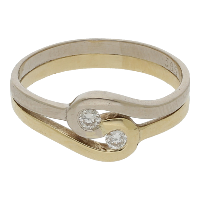 Diamantring 585/14 K Gelb-/Weißgold 2 Brillanten ca. 0,15ct.  (H) Weiß (Vs) Sehr kleine Einschlüsse
