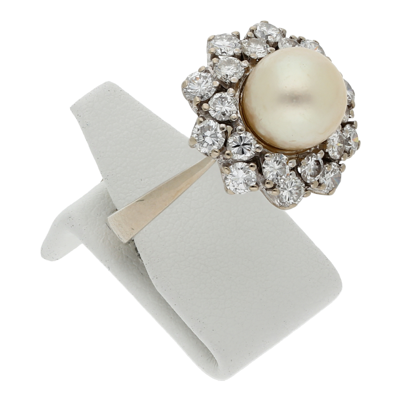 Zuchtperle Brillanten Ring 585/ 14 K Gold