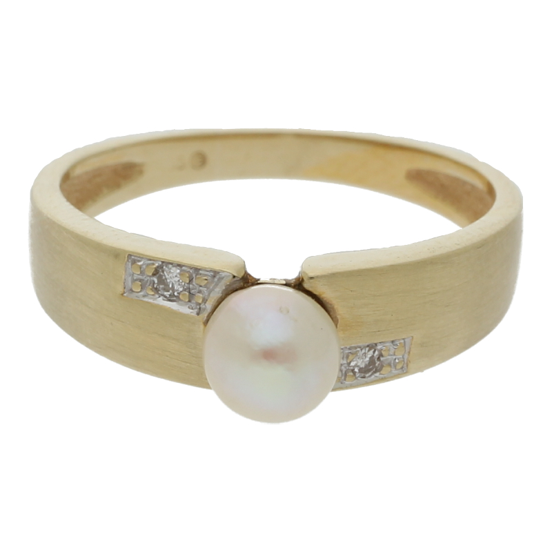 Brillant Süßwasserperle Ring 585/ 14 K Gold
