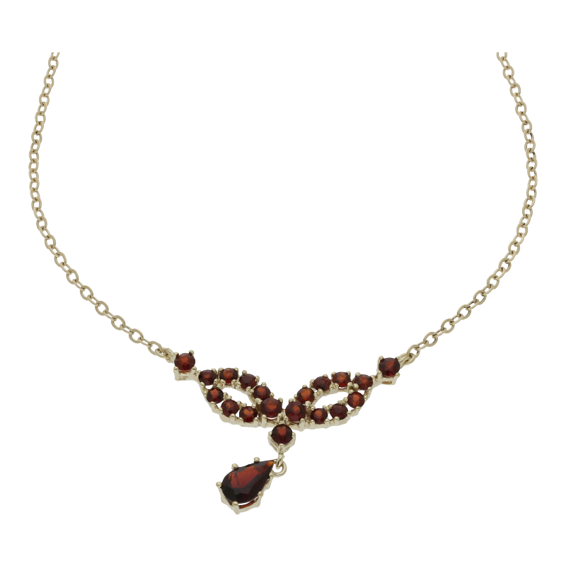 Vintage Granat Collier 333 Gelbgold L 41 cm