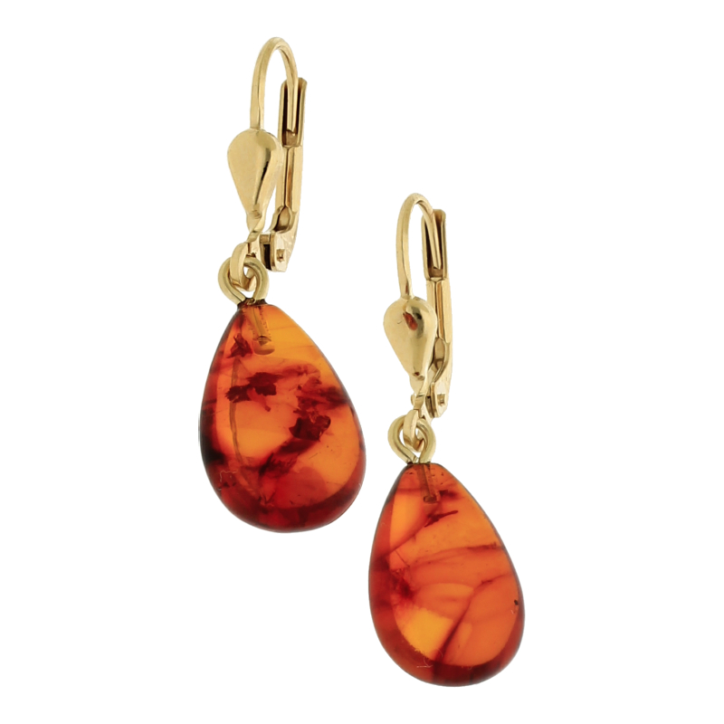 Farbsteinohrringe 333/8 K Gelbgold Bernstein Ohrhänger Breite 9,0 mm