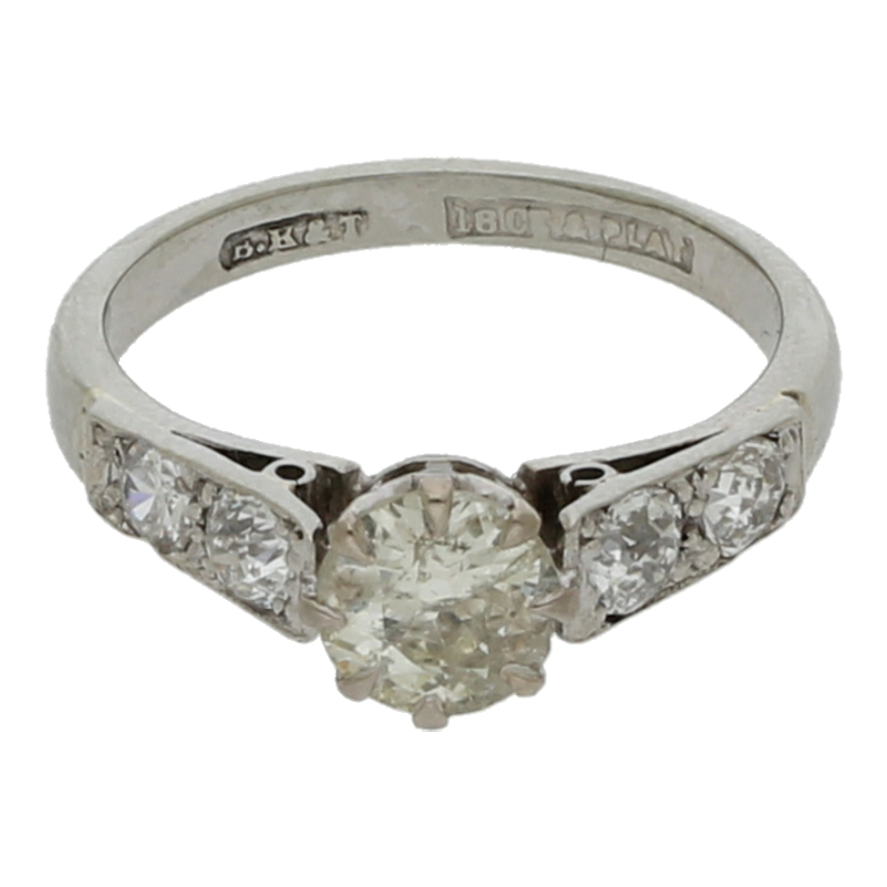 Diamantring 750 /18 K Weißgold + Platin Brillant + Altschliff