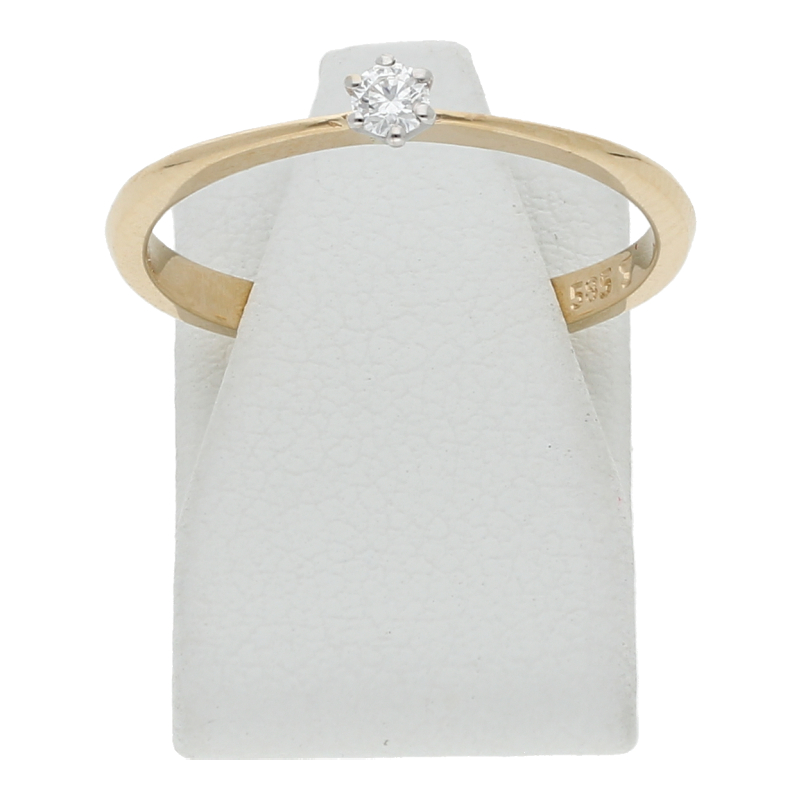 Ring 585/14 K Gelb-/Weißgold 1 Brillanten  0,07ct. (H) Weiß (Si) Kleine Einschlüsse
