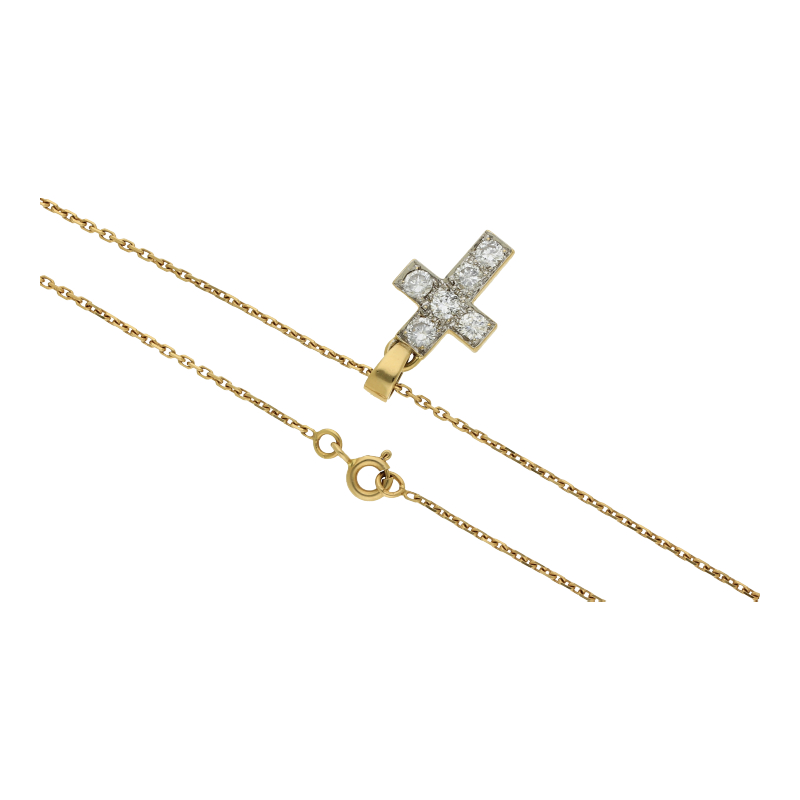 Brillantkreuz mit Kette 18K/750/ 1 Karat Diamant