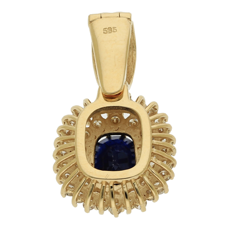 Safir Brillant Anhänger oder Clip 585/ 14 K Gold
