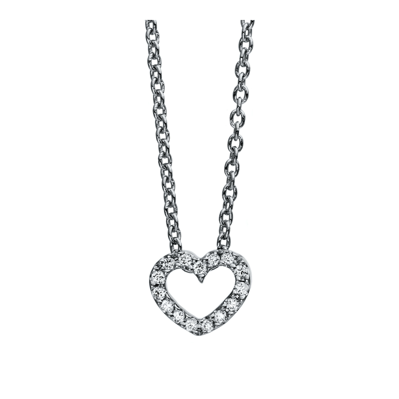 Brillant Herz Collier 42 cm Länge 750/ 18 K Gold