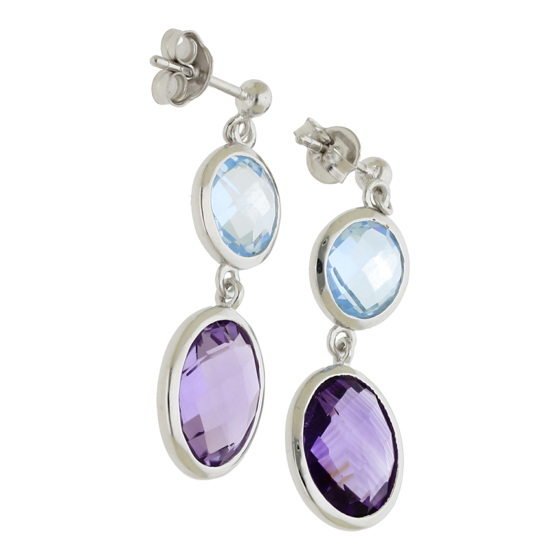Amethyst Blautopas Ohrhänger 925/ Silber