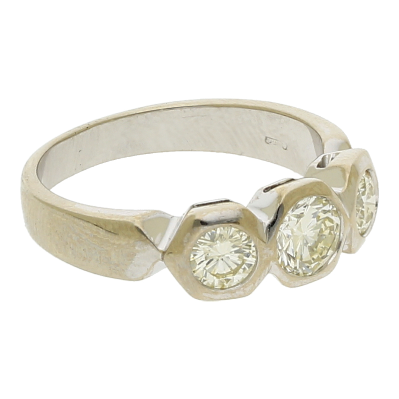 Ring mit 3 Brillanten/ca. 1,2 ct /18K/750 Weißgold