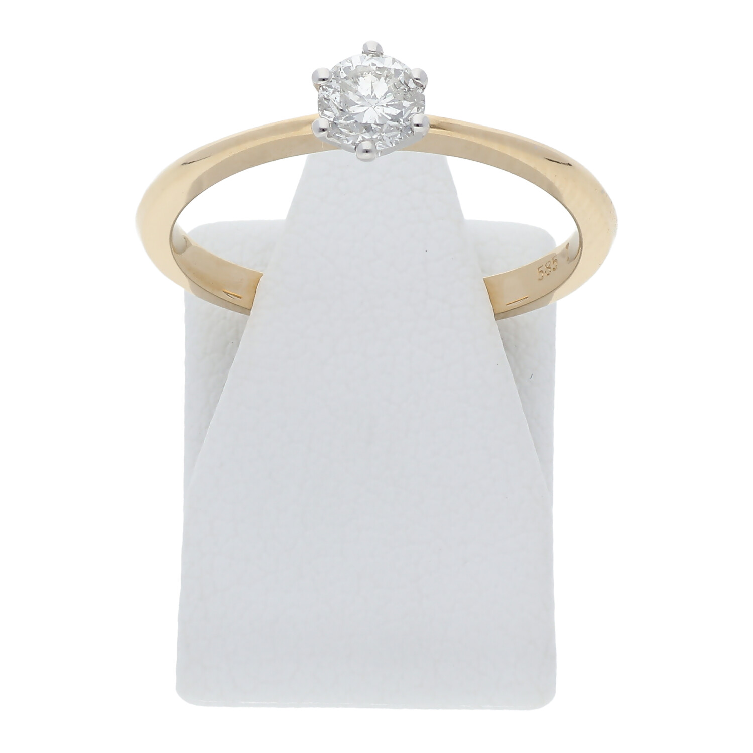 Ring 585 - 14 Karat Gelb-/Weißgold Brillanten Brillant  0,37ct.  (H) Wesselton - Weiß (p1) Pique 1 - deutliche Einschlüsse