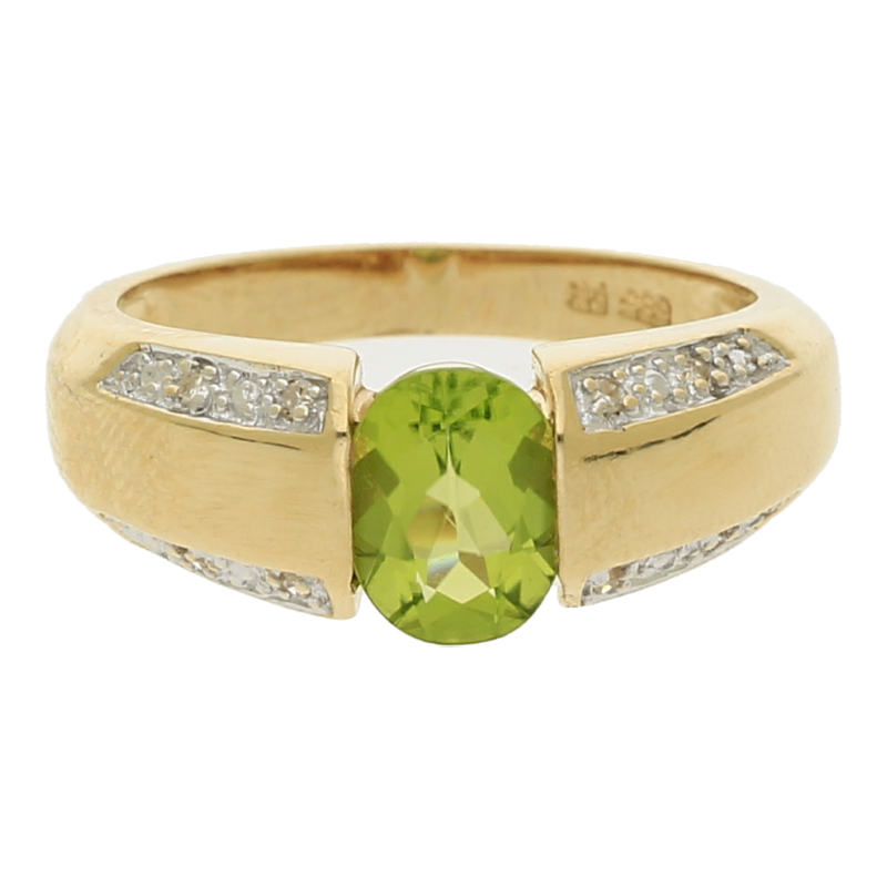 Peridot Diamant Ring 585/ 14 K Gold