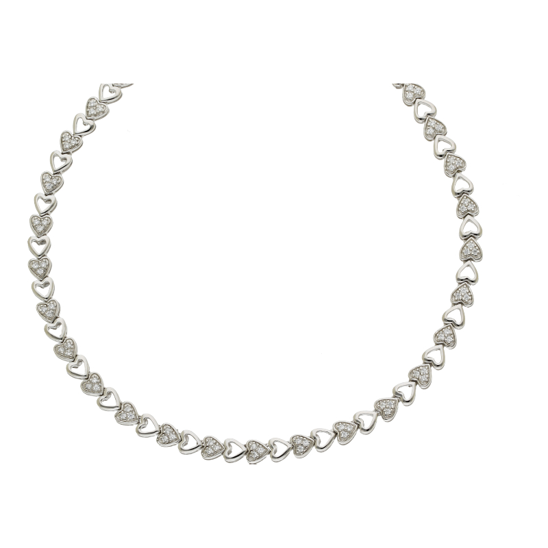 Herz Collier 42 cm Länge 925/ Silber