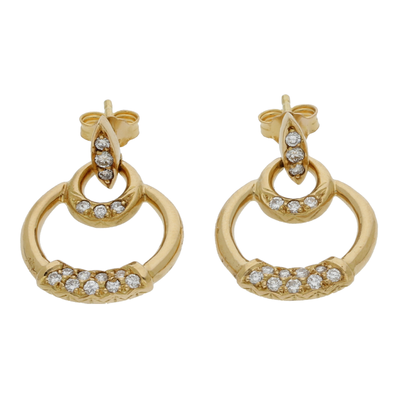 Diamantohrringe 750 /18 K Gelbgold Brillant ca. 0,40ct. (H) Weiß (Si) Kleine Einschlüsse