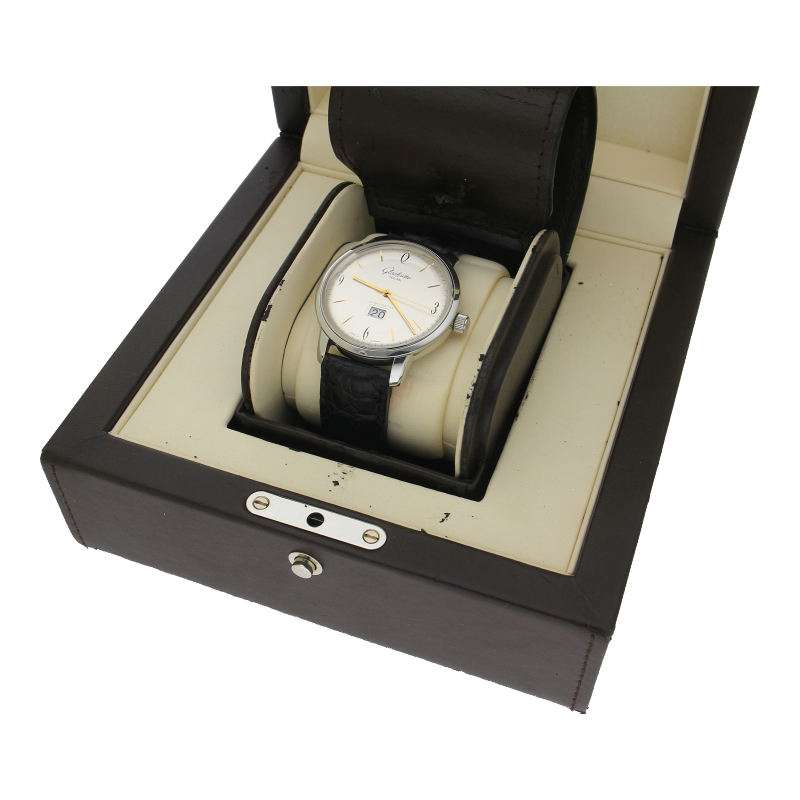 Glashütte Original Senator Sixties Panoramadatum 39-47-01-02-04 Edelstahl 42mm Automatik Full Set 2010