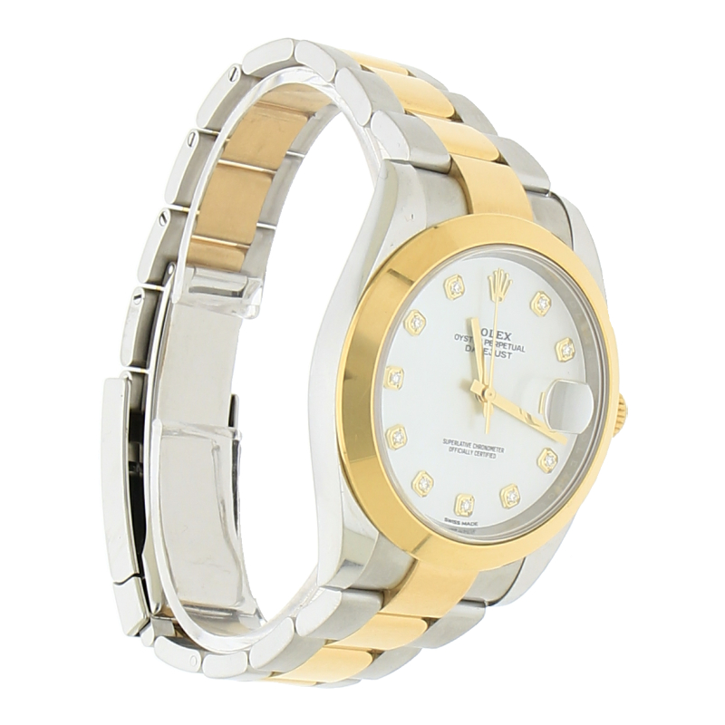 Rolex Datejust 41 126303 Rolesor Gelb Perlmutt Diamanten Oysterband 2021 Box & Papiere